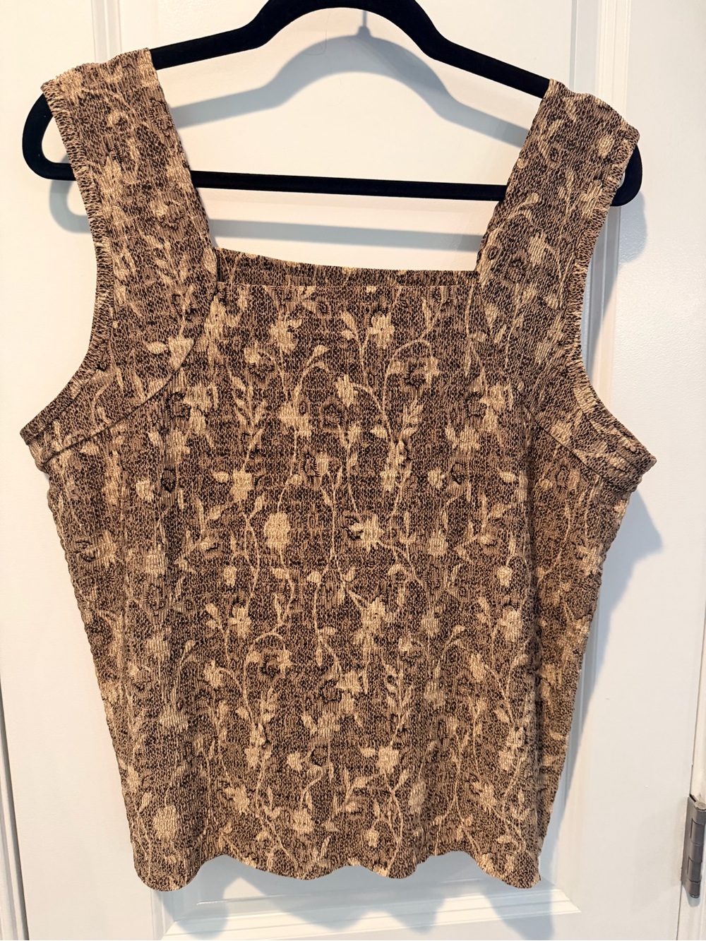 RAFAEL Square-Neck Floral Tank Top in Beige and Brown